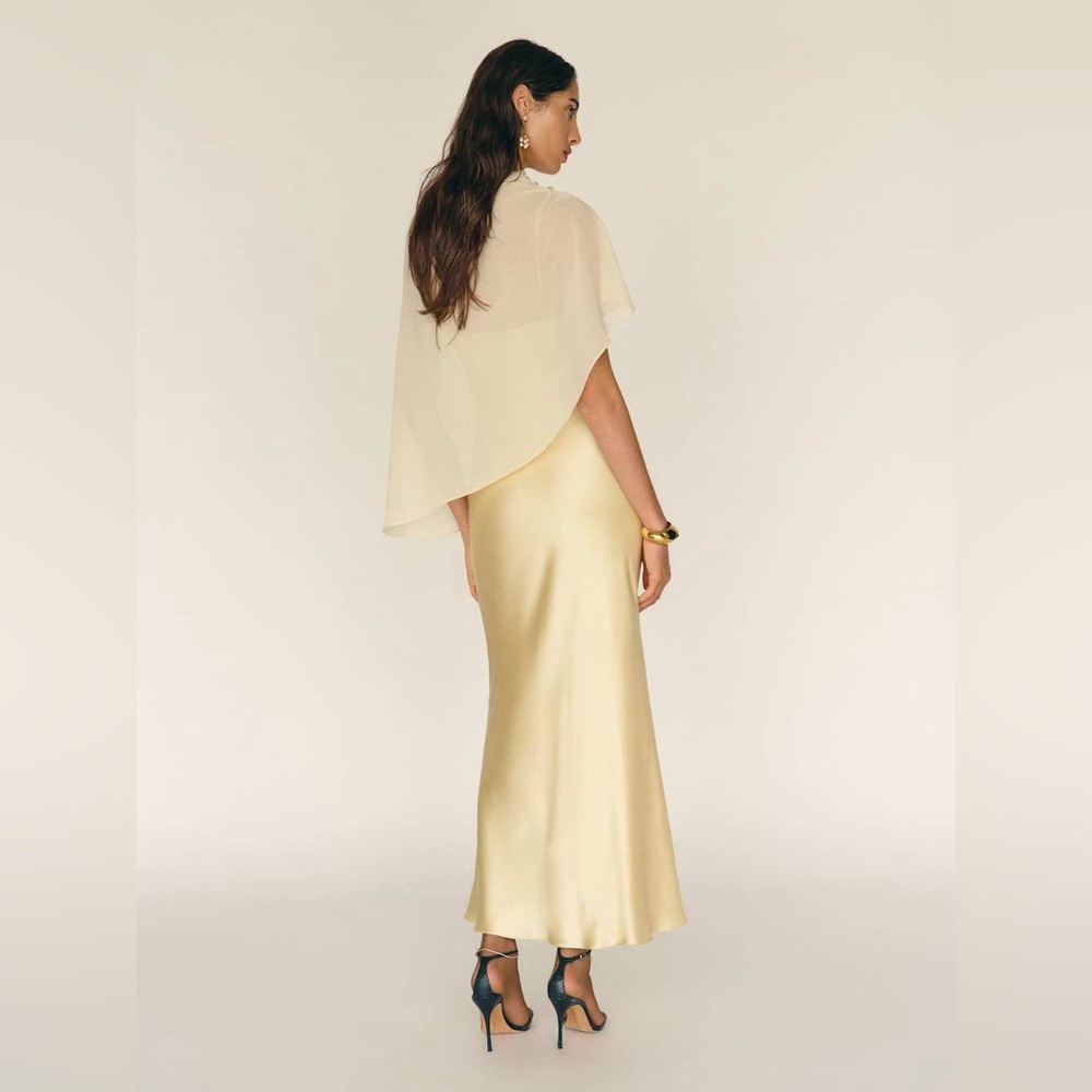 Reformation Lilibeth Silk Dress in Blonde - Picture 4 of 12